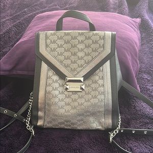 Michael Kors Gray and Silver Backpack